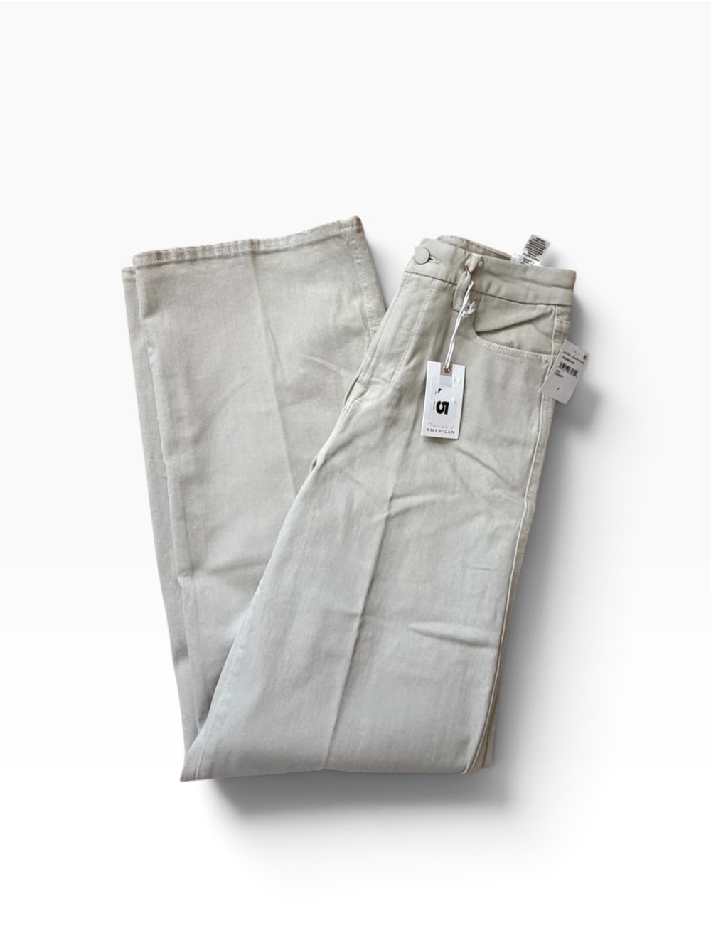 Good American Good Skate High Rise Wide Leg Jeans Khaki Tan Color 4/27 NWT